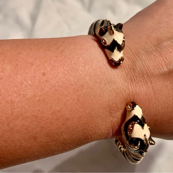Kenneth Jay Lane Vintage Zebra bangle bracelet - NEW - Black and white enamel - Picture 12 of 17